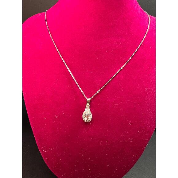 NEW gemmy moonstone and moissanite halo pendant in rhodium over sterling silver - Picture 5 of 12